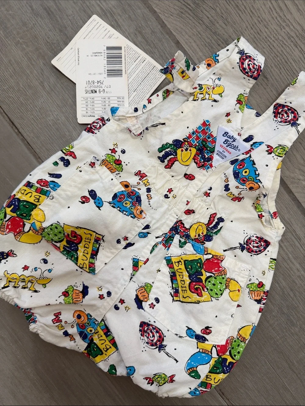 OshKosh B'gosh White BUG BUDDIES Baby One-Piece Overalls